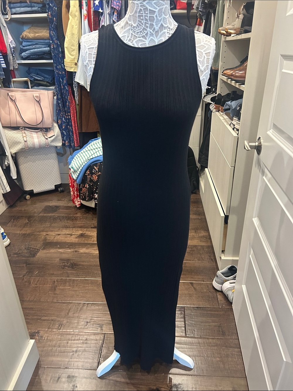Blk ribbed tank dress